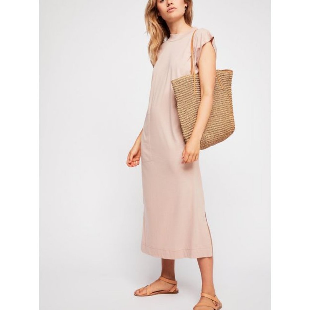 Free People All Day Long Midi T-Shirt Dress - Mauve/Pink